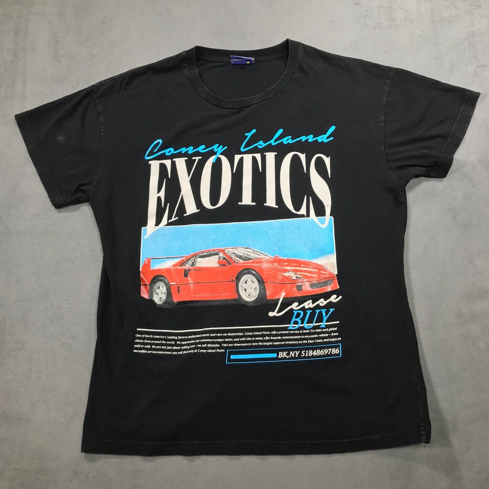 Coney Island Picnic Shirt Mens Small Black Exotics Supercar Graphic